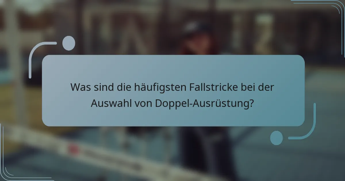 Was sind die häufigsten Fallstricke bei der Auswahl von Doppel-Ausrüstung?